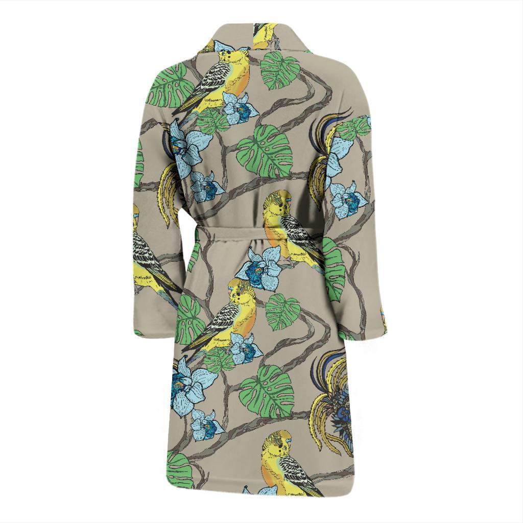 Parakeet Pattern Print Design A02 Men Bathrobe-JORJUNE.COM