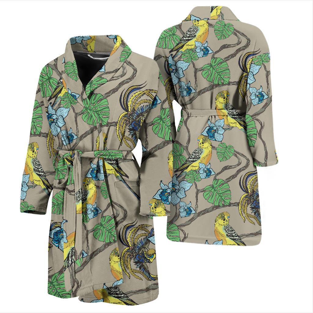 Parakeet Pattern Print Design A02 Men Bathrobe-JORJUNE.COM