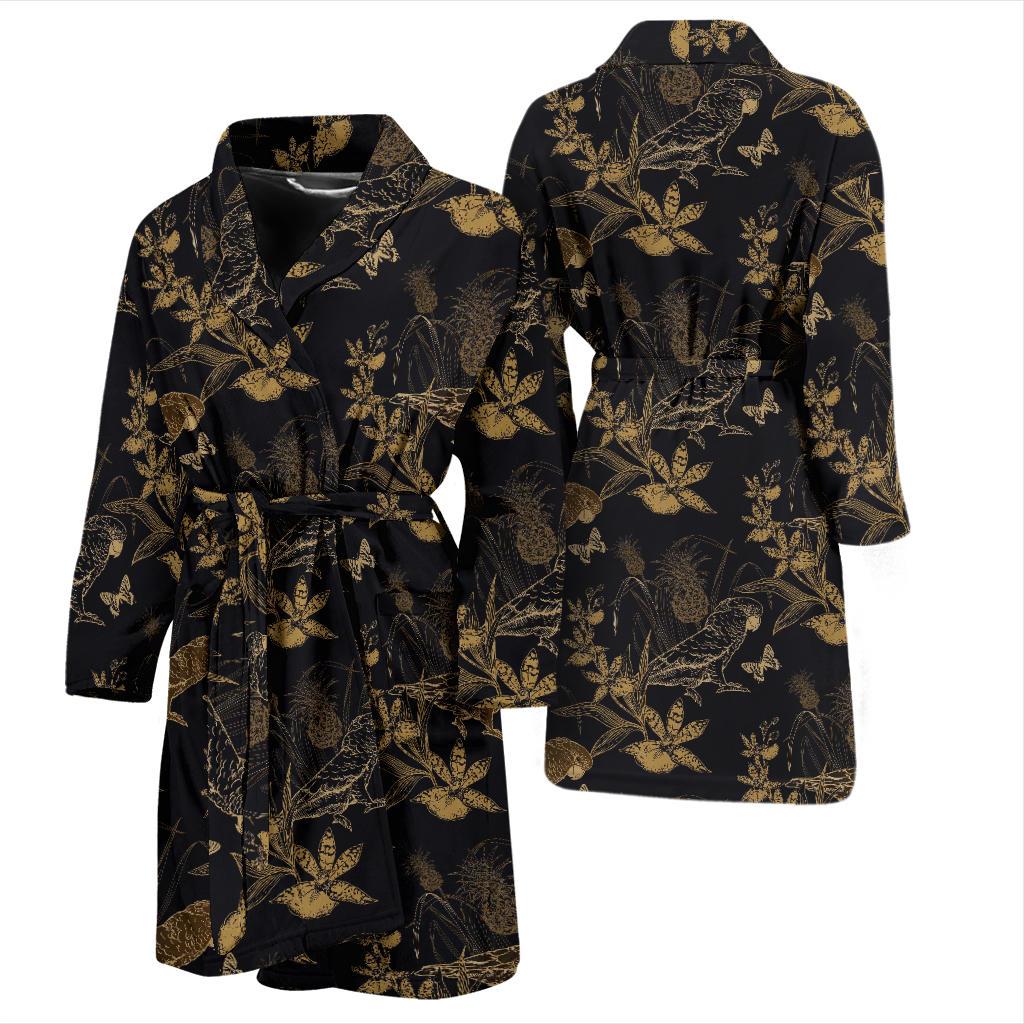 Parakeet Pattern Print Design A05 Men Bathrobe-JORJUNE.COM