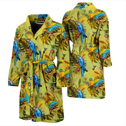 Parrot Pattern Print Design A02 Men Bathrobe-JORJUNE.COM