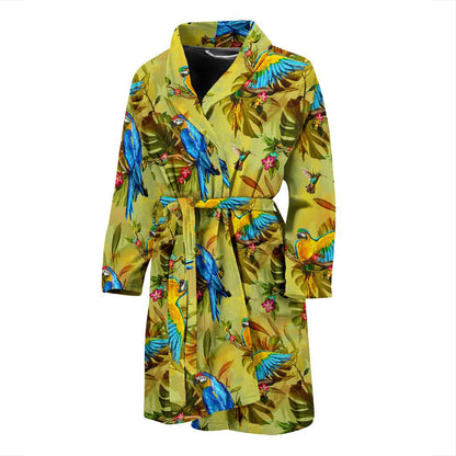 Parrot Pattern Print Design A02 Men Bathrobe-JORJUNE.COM
