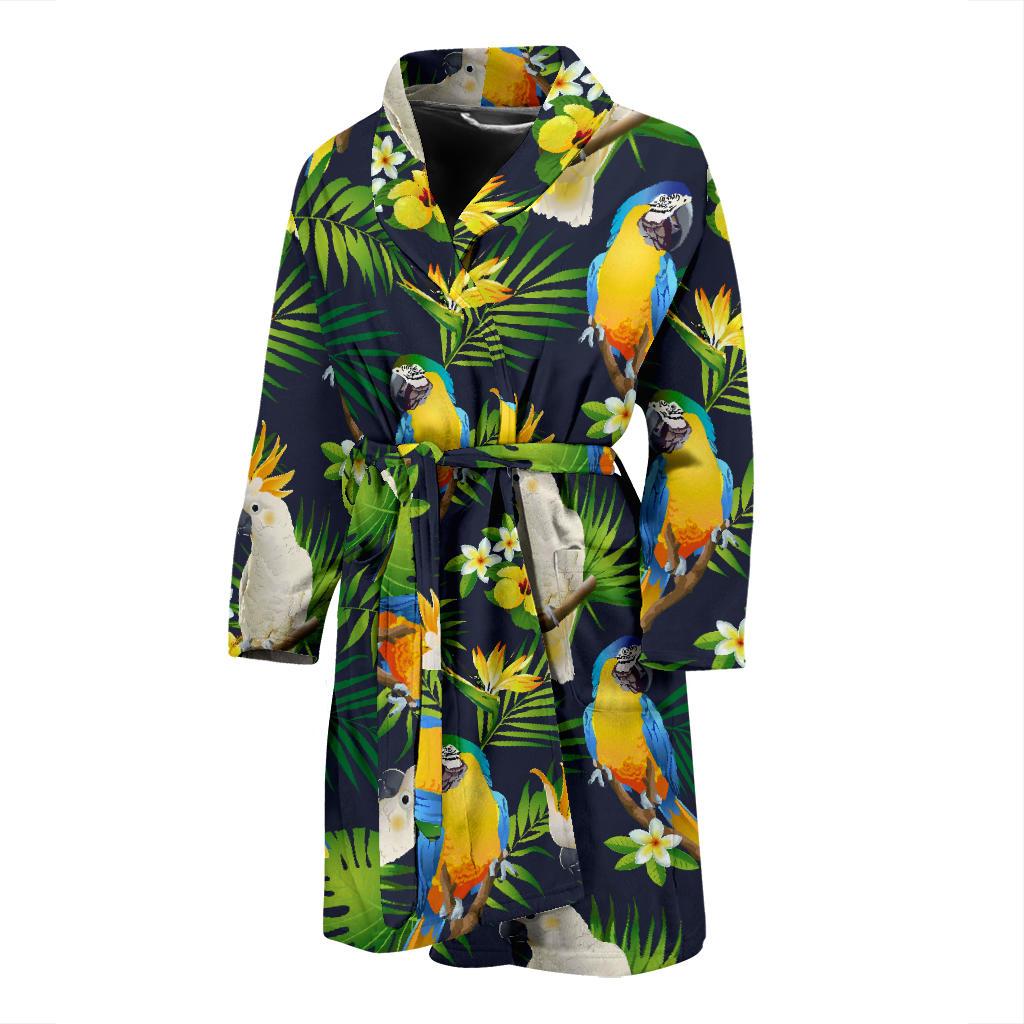 Parrot Pattern Print Design A03 Men Bathrobe-JORJUNE.COM