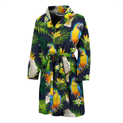 Parrot Pattern Print Design A03 Men Bathrobe-JORJUNE.COM