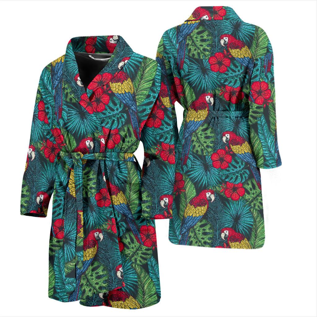 Parrot Pattern Print Design A05 Men Bathrobe-JORJUNE.COM