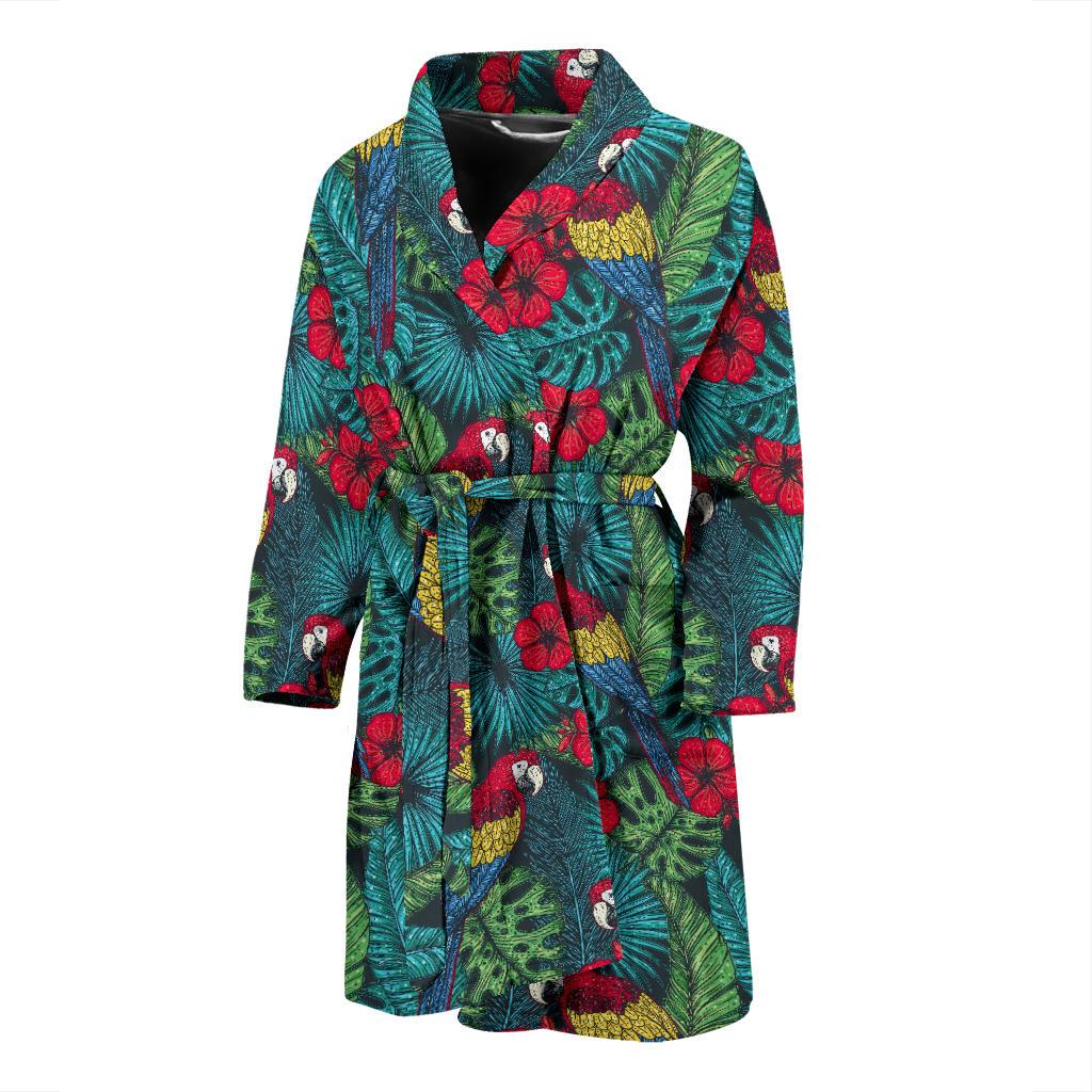 Parrot Pattern Print Design A05 Men Bathrobe-JORJUNE.COM