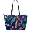 Parrots printed embroidered Style Large Leather Tote Bag