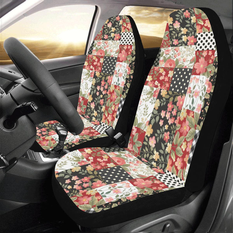 Patchwork Flower Pattern Print Design 03 Car Seat Covers (Set of 2)-JORJUNE.COM