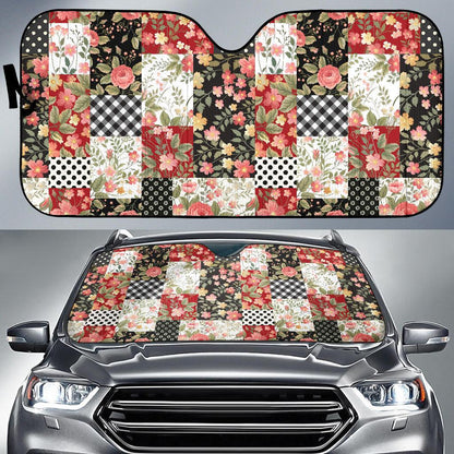 Patchwork Flower Pattern Print Design 03 Car Sun Shades-JORJUNE.COM