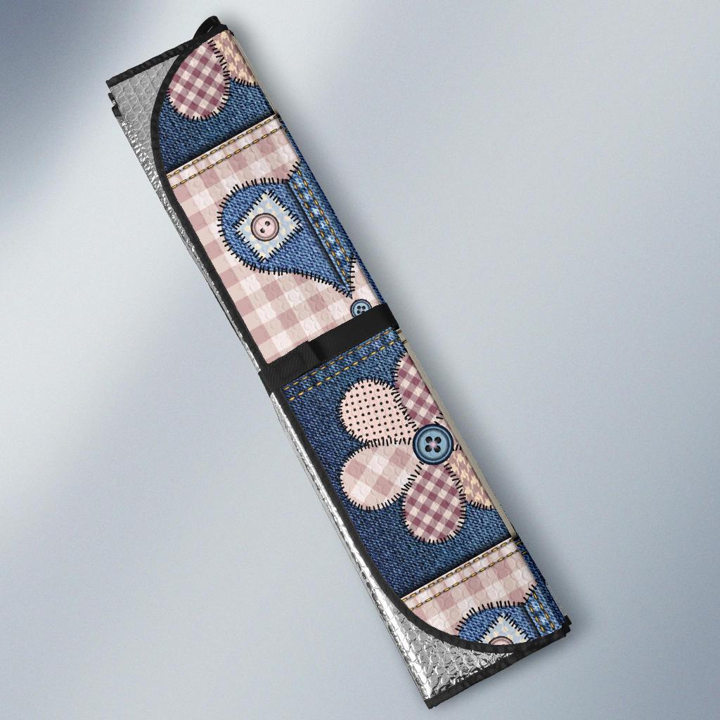 Patchwork Heart Flower Pattern Print Design 01 Car Sun Shades-JORJUNE.COM