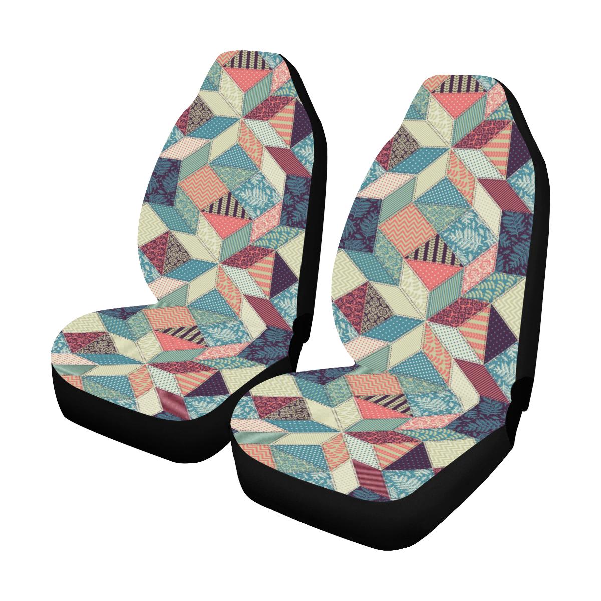 Patchwork Pattern Print Design 02 Car Seat Covers (Set of 2)-JORJUNE.COM