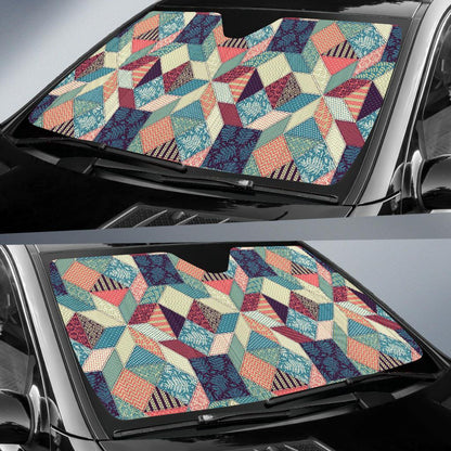 Patchwork Pattern Print Design 02 Car Sun Shades-JORJUNE.COM