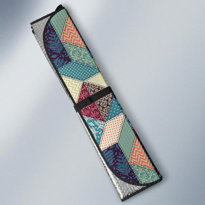 Patchwork Pattern Print Design 02 Car Sun Shades-JORJUNE.COM