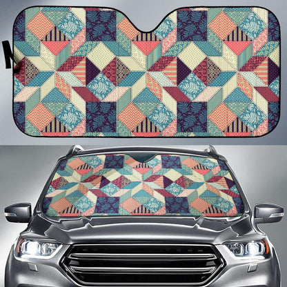 Patchwork Pattern Print Design 02 Car Sun Shades-JORJUNE.COM