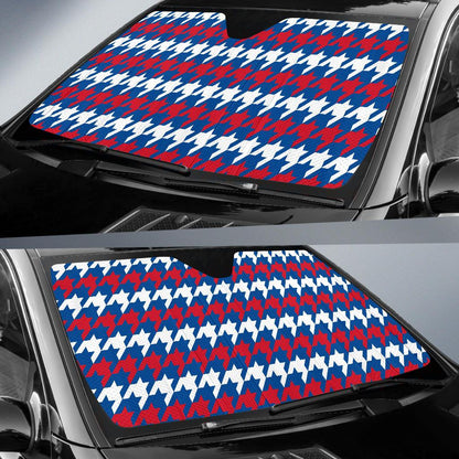Patriotic Houndstooth Pattern Print Design A02 Car Sun Shades-JORJUNE.COM