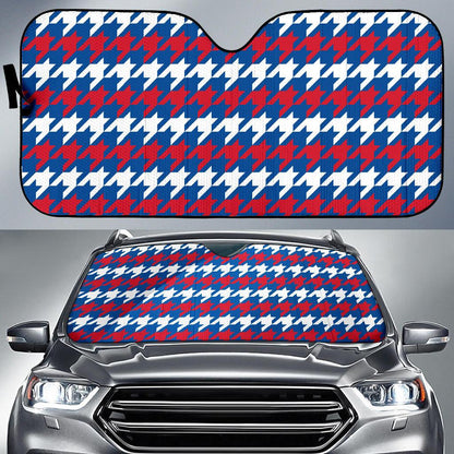 Patriotic Houndstooth Pattern Print Design A02 Car Sun Shades-JORJUNE.COM