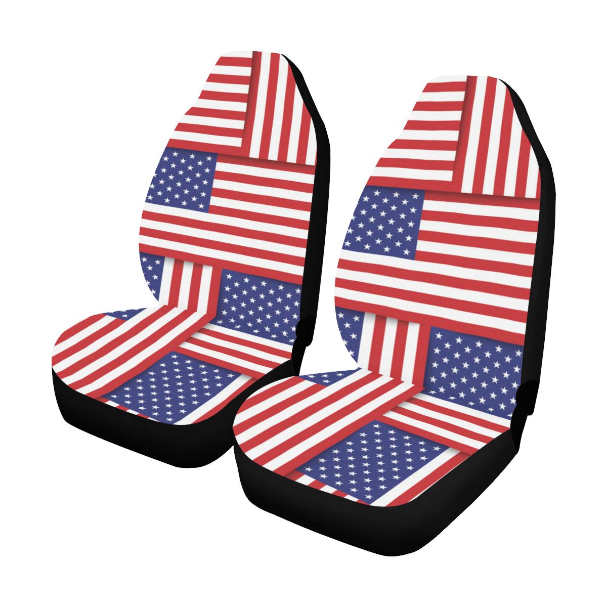 Patriotic US Flag Pattern Print Design A01 Car Seat Covers (Set of 2)-JORJUNE.COM