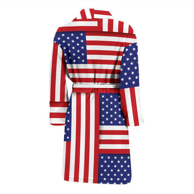 Patriotic US Flag Pattern Print Design A01 Men Bathrobe-JORJUNE.COM