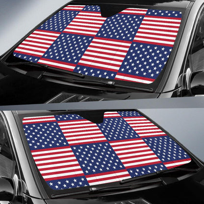 Patriotic US Flag Pattern Print Design A03 Car Sun Shades-JORJUNE.COM