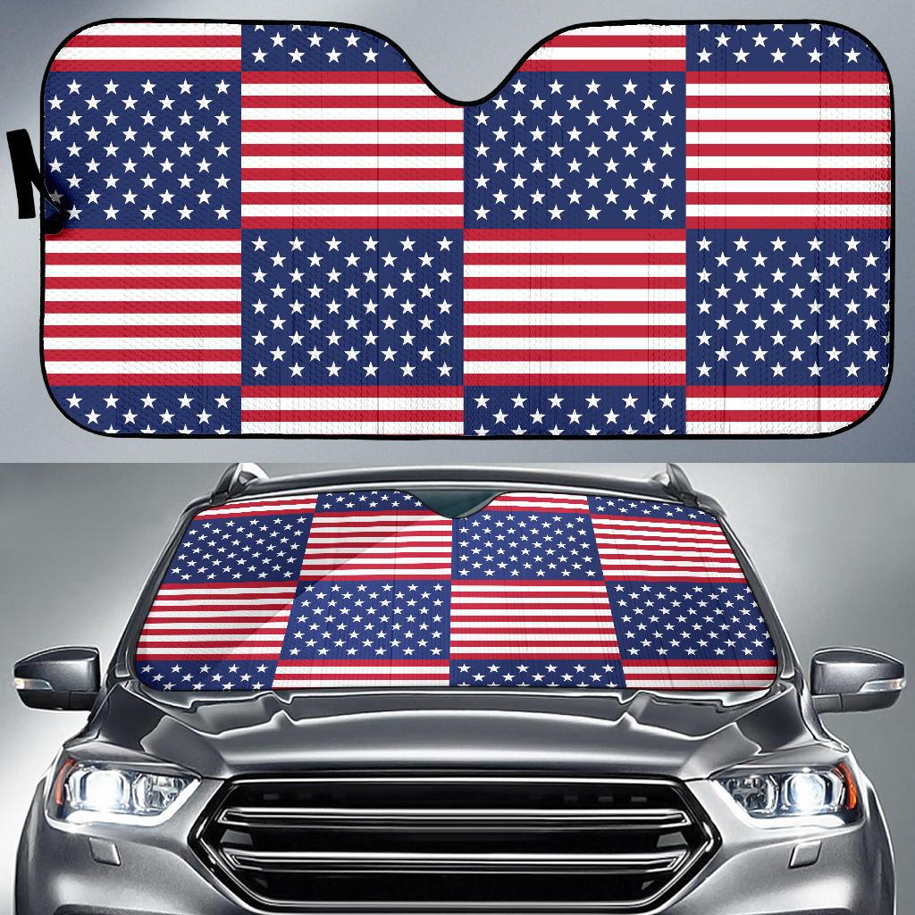 Patriotic US Flag Pattern Print Design A03 Car Sun Shades-JORJUNE.COM