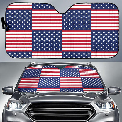 Patriotic US Flag Pattern Print Design A03 Car Sun Shades-JORJUNE.COM