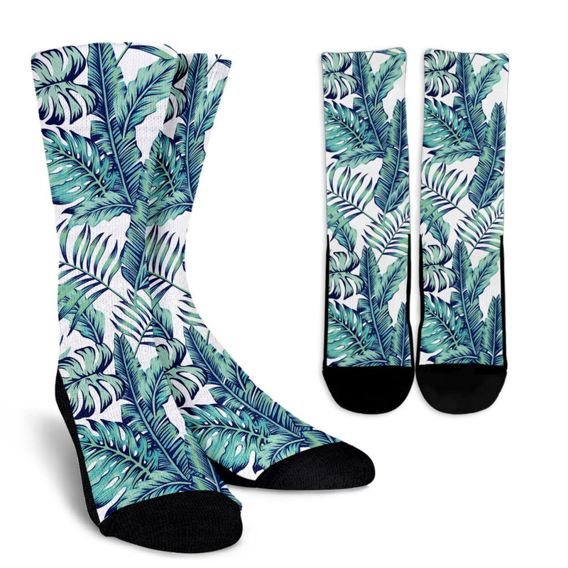 Pattern Tropical Palm Leaves Crew Socks