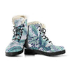 Pattern Tropical Palm Leaves Faux Fur Leather Boots