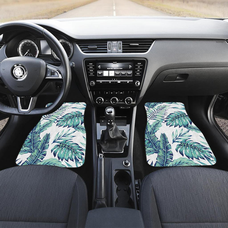 Pattern Tropical Palm Leaves Front and Back Car Floor Mats