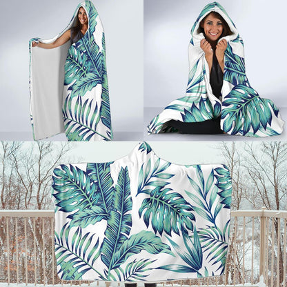 Pattern Tropical Palm Leaves Hooded Blanket-JORJUNE.COM