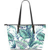 Pattern Tropical Palm Leaves Large Leather Tote Bag