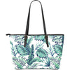 Pattern Tropical Palm Leaves Large Leather Tote Bag