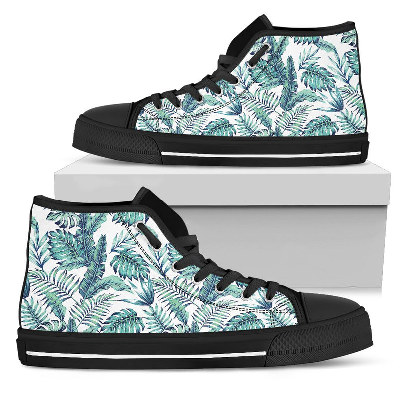 Pattern Tropical Palm Leaves Men High Top Canvas Shoes