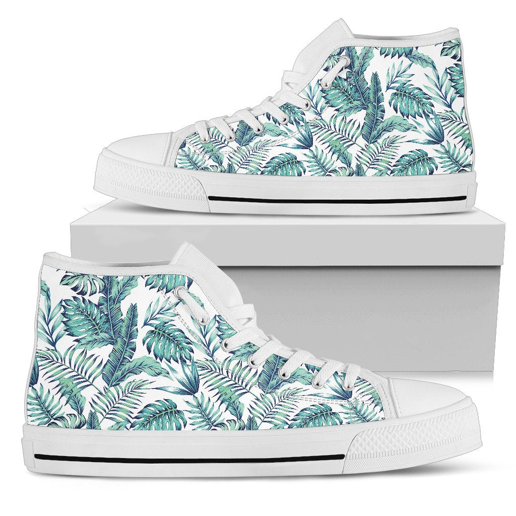 Pattern Tropical Palm Leaves Men High Top Canvas Shoes