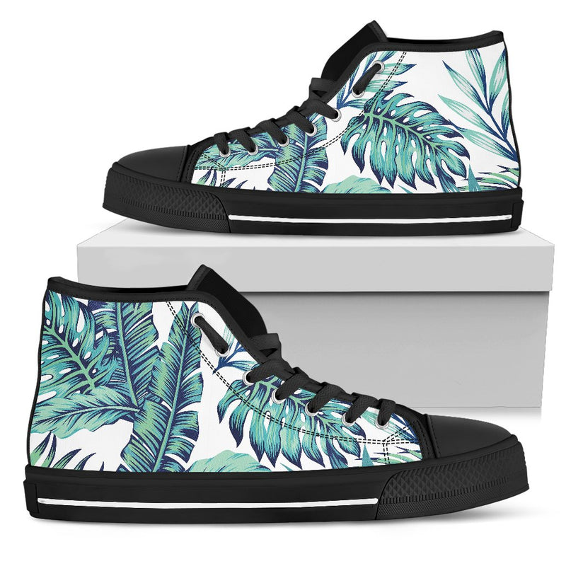 Pattern Tropical Palm Leaves Men High Top Shoes