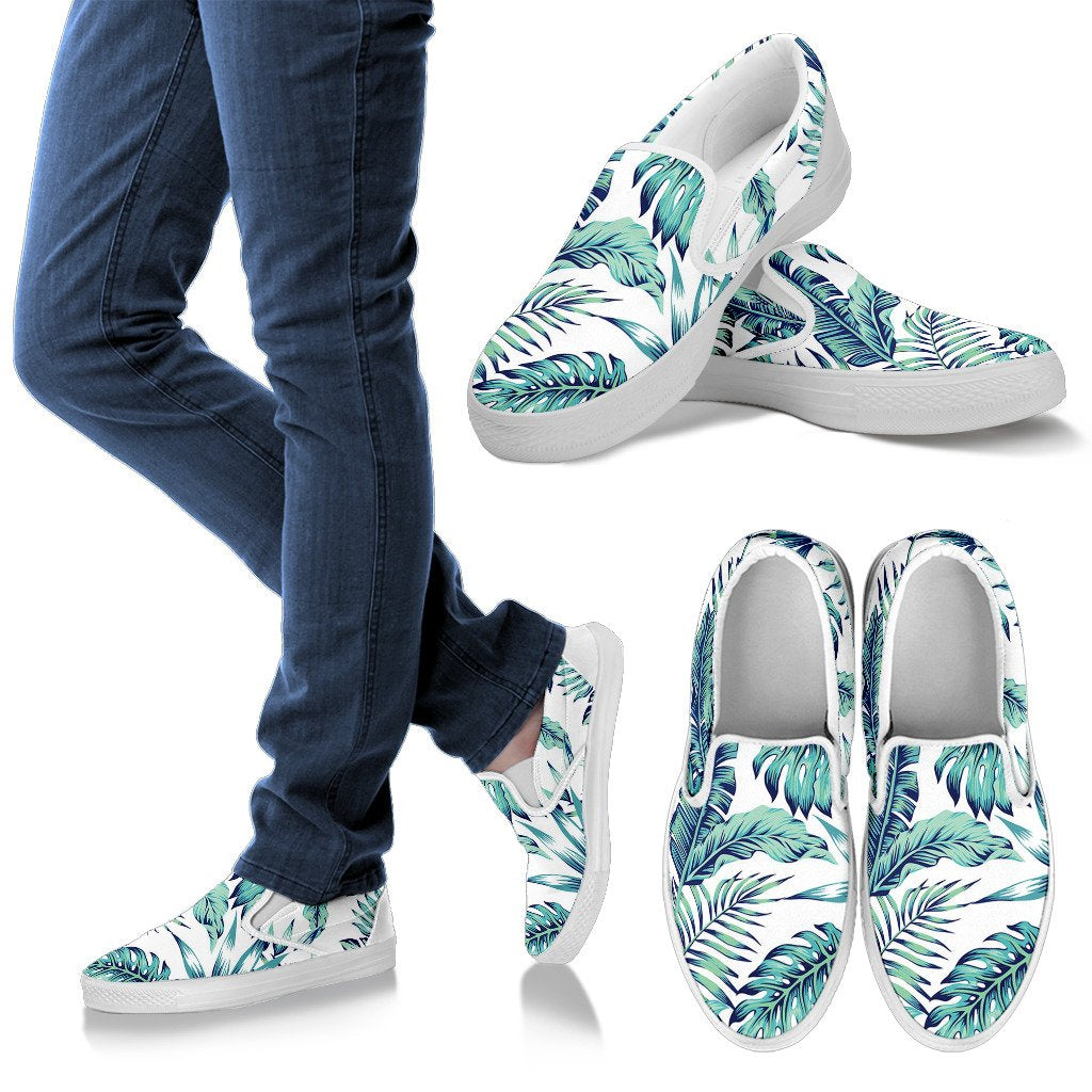 Pattern Tropical Palm Leaves Men Slip On Shoes