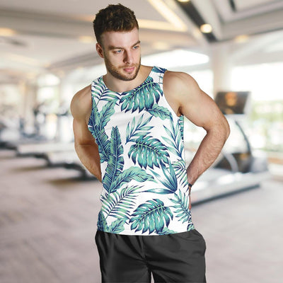 Pattern Tropical Palm Leaves Men Tank Top