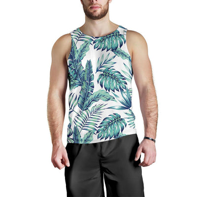 Pattern Tropical Palm Leaves Men Tank Top