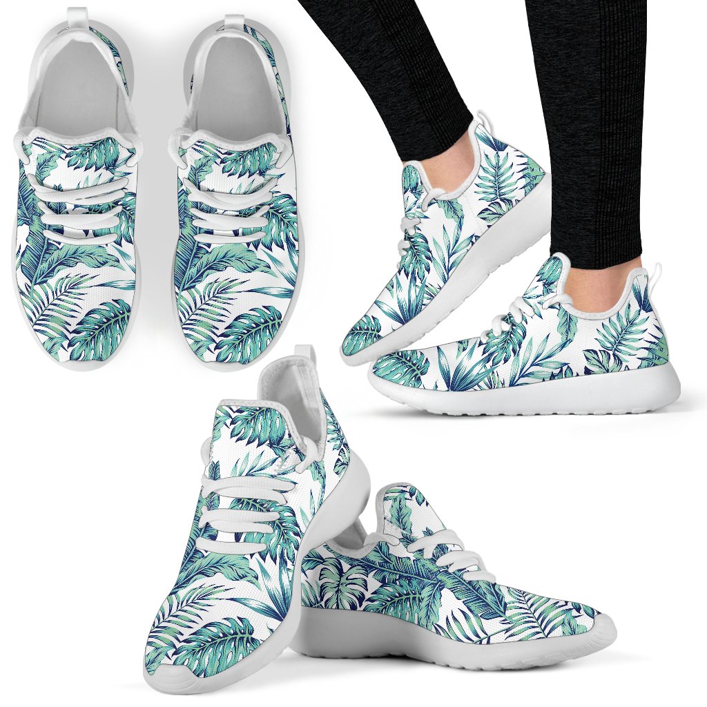 Pattern Tropical Palm Leaves Mesh Knit Sneakers Shoes