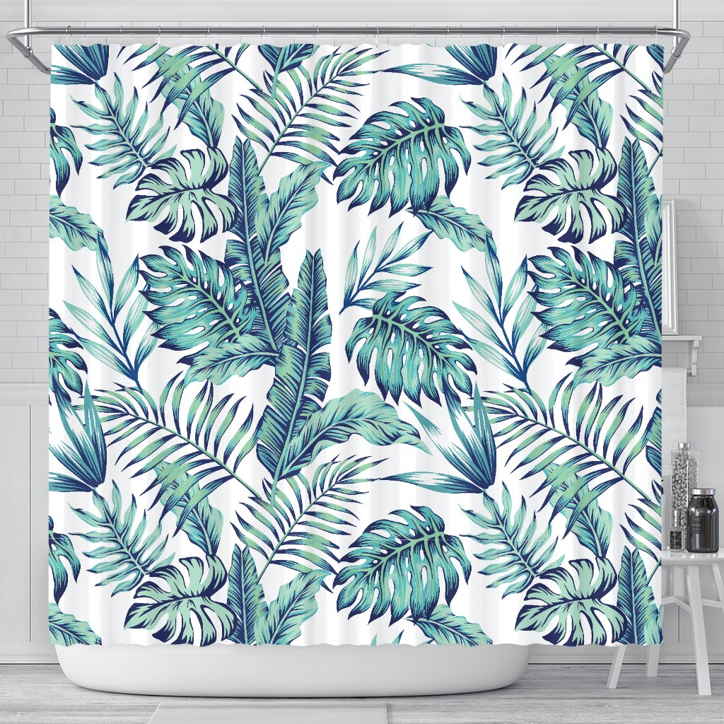 Pattern Tropical Palm Leaves Shower Curtain