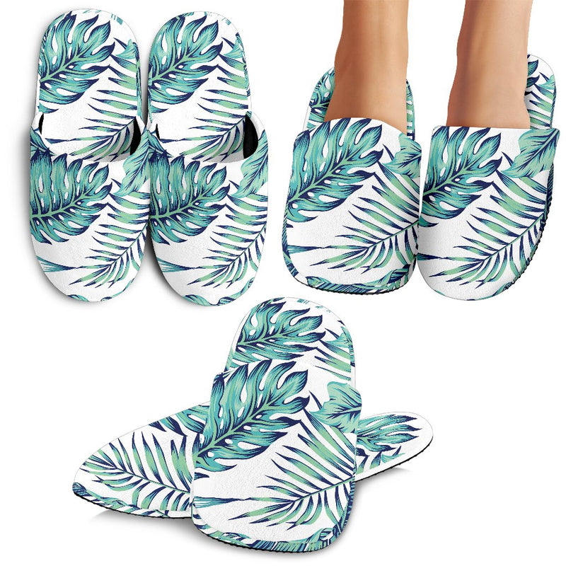 Pattern Tropical Palm Leaves Slippers