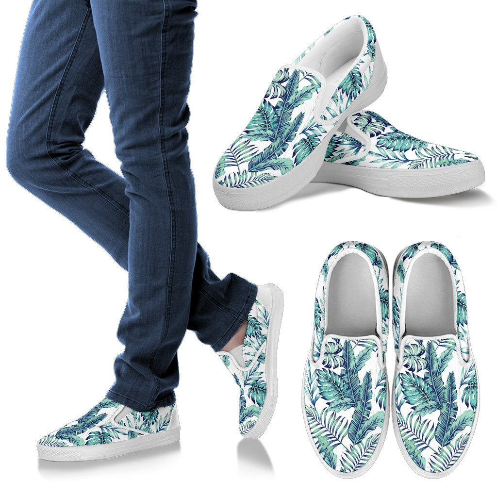 Pattern Tropical Palm Leaves Women Canvas Slip On Shoes