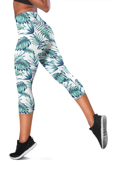 Pattern Tropical Palm Leaves Women Capris