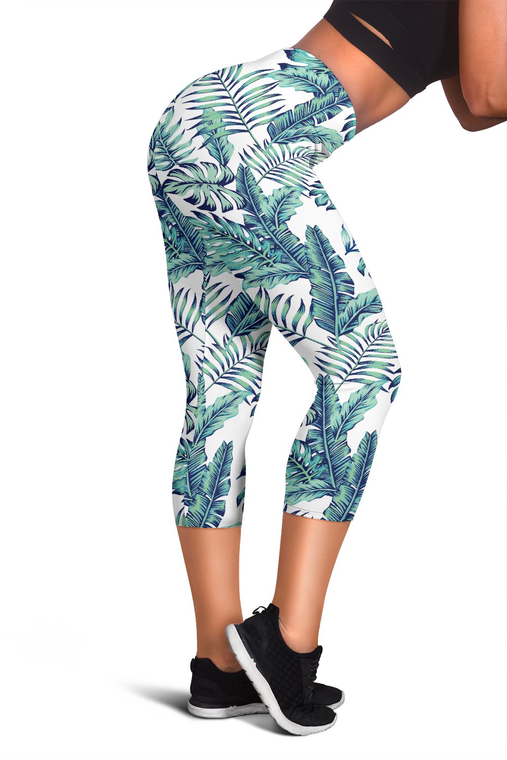 Pattern Tropical Palm Leaves Women Capris