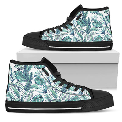Pattern Tropical Palm Leaves Women High Top Canvas Shoes