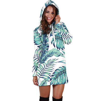 Pattern Tropical Palm Leaves Women Hoodie Dress