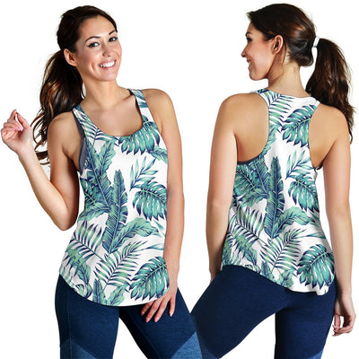 Pattern Tropical Palm Leaves Women Racerback Tank Top