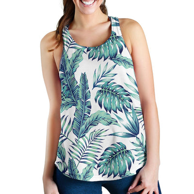 Pattern Tropical Palm Leaves Women Racerback Tank Top