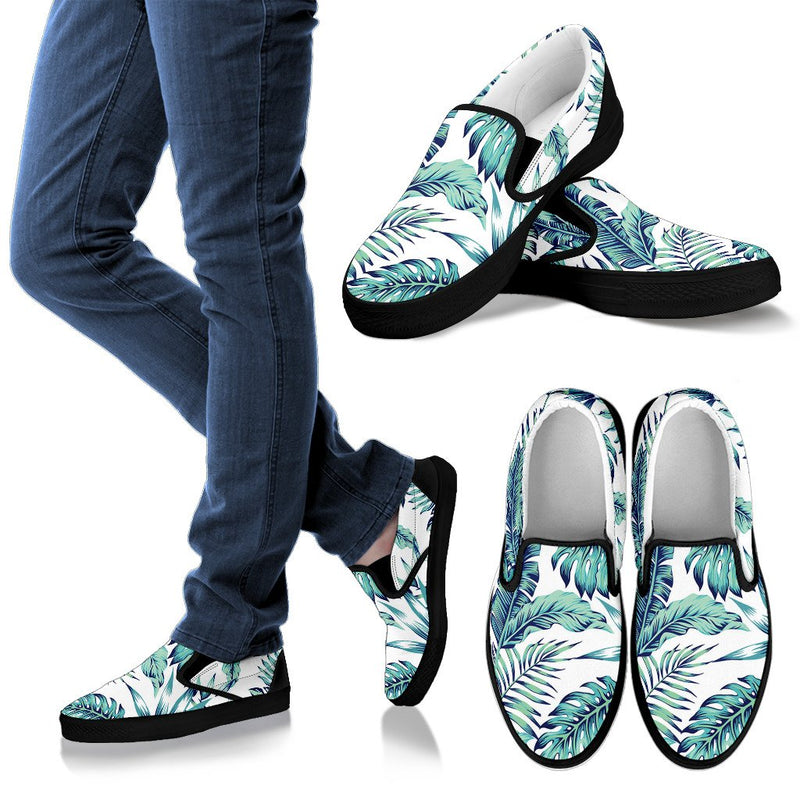 Pattern Tropical Palm Leaves Women Slip On Shoes