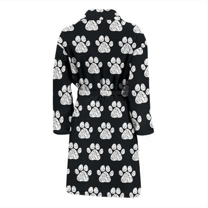Paw Pattern Print Design A02 Men Bathrobe-JORJUNE.COM