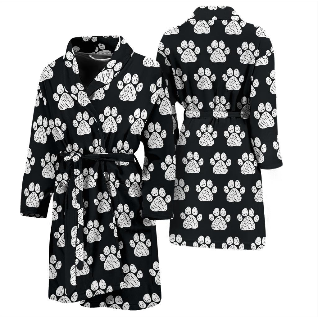 Paw Pattern Print Design A02 Men Bathrobe-JORJUNE.COM
