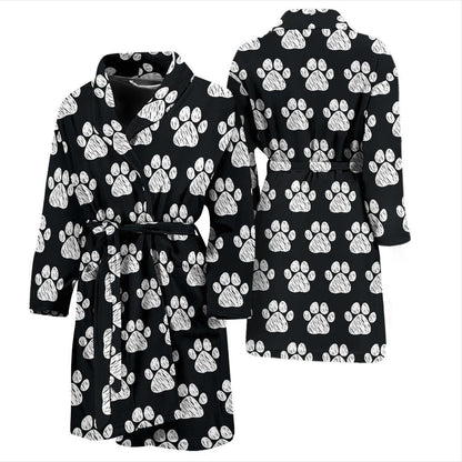Paw Pattern Print Design A02 Men Bathrobe-JORJUNE.COM